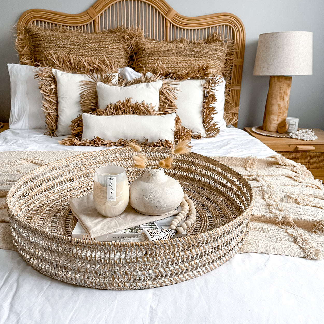 Whitewash Woven Tray