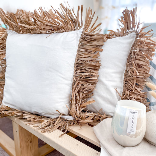 Raffia fringe cushion covers | Coastal Boho Homewares and Decor
