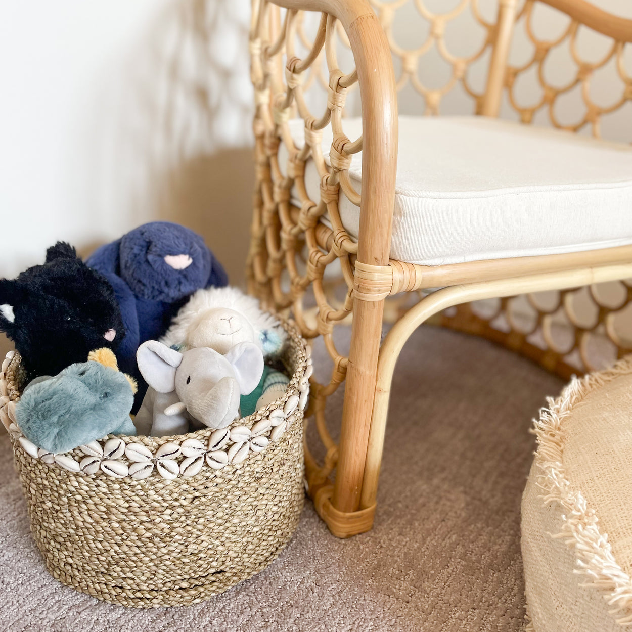 Cowrie Shell Seagrass Basket