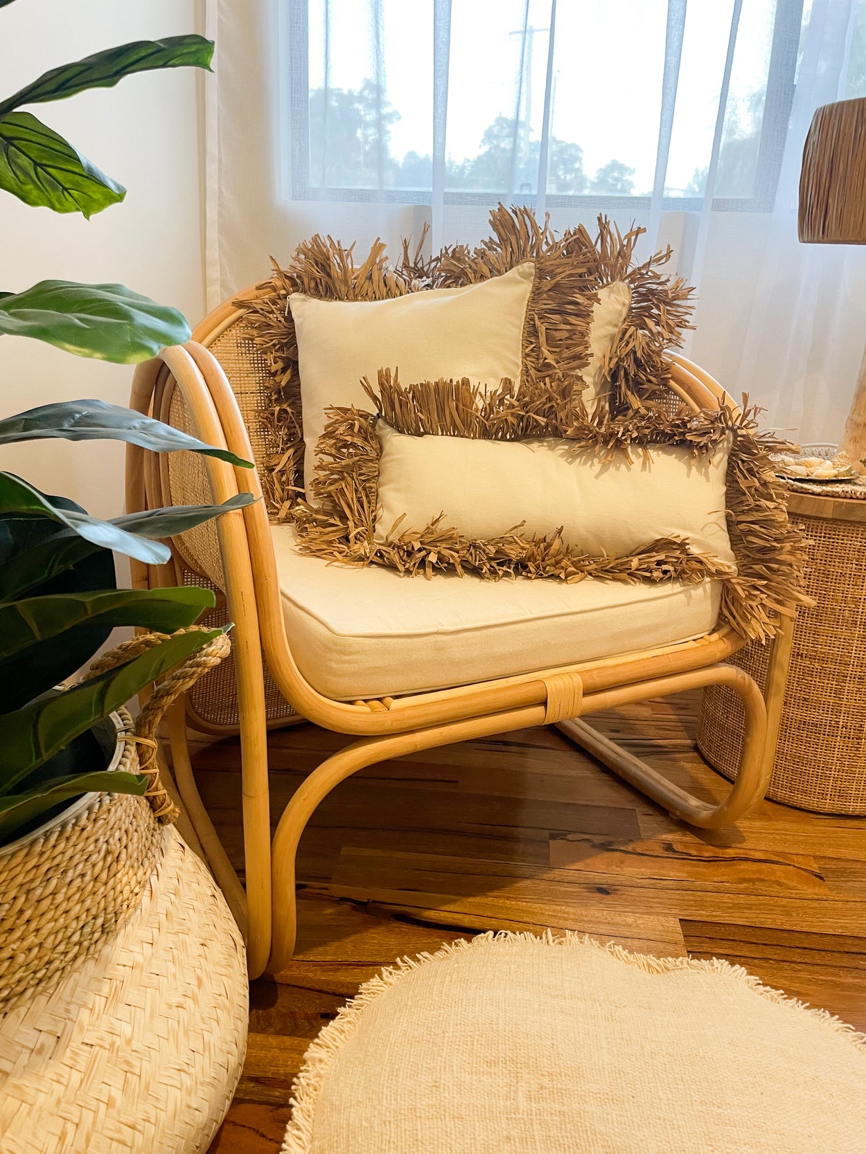 Raffia fringe cushion covers | Coastal Boho Homewares and Decor