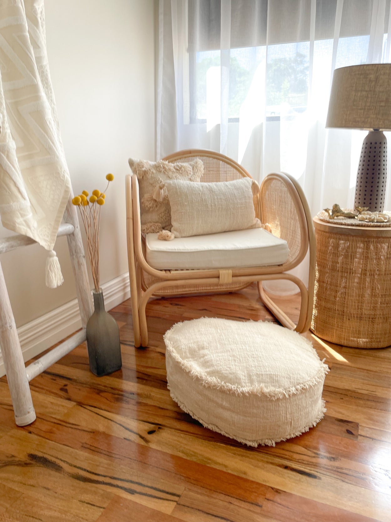 Woven Cotton Cushion w/Tassels