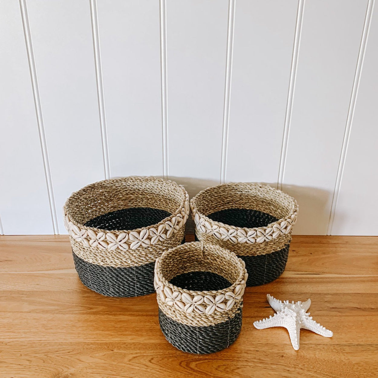 Cowrie Shell Seagrass Basket