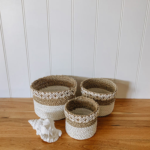 Cowrie Shell Seagrass Basket