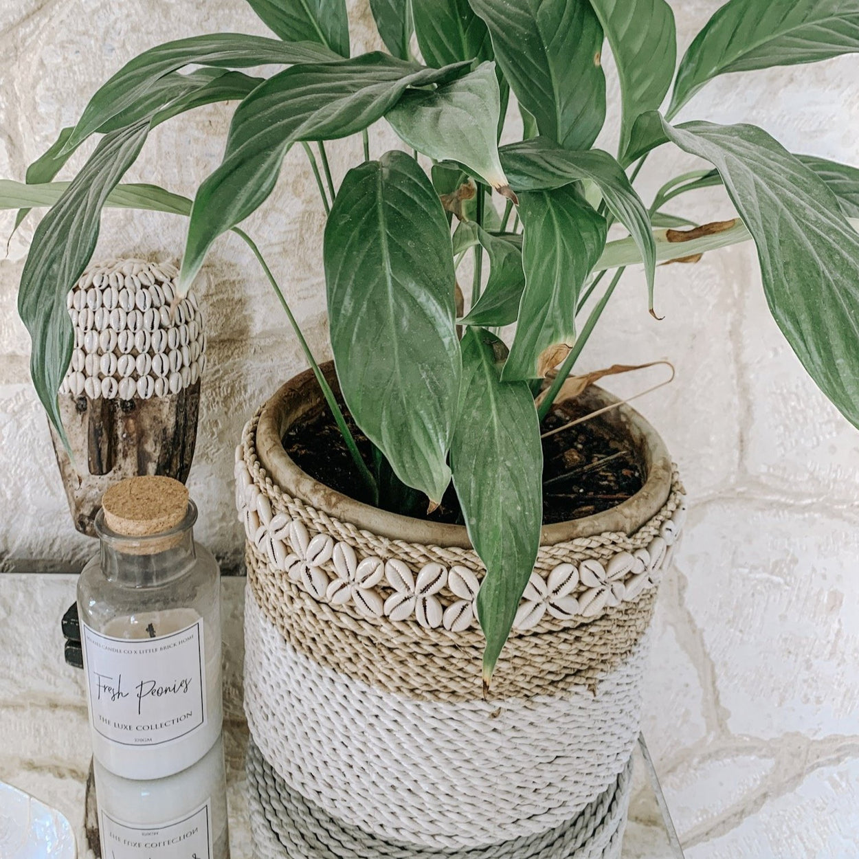 Cowrie Shell Seagrass Basket