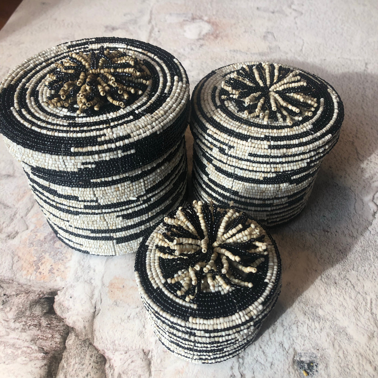 Beaded Trinket Boxes Set of 3