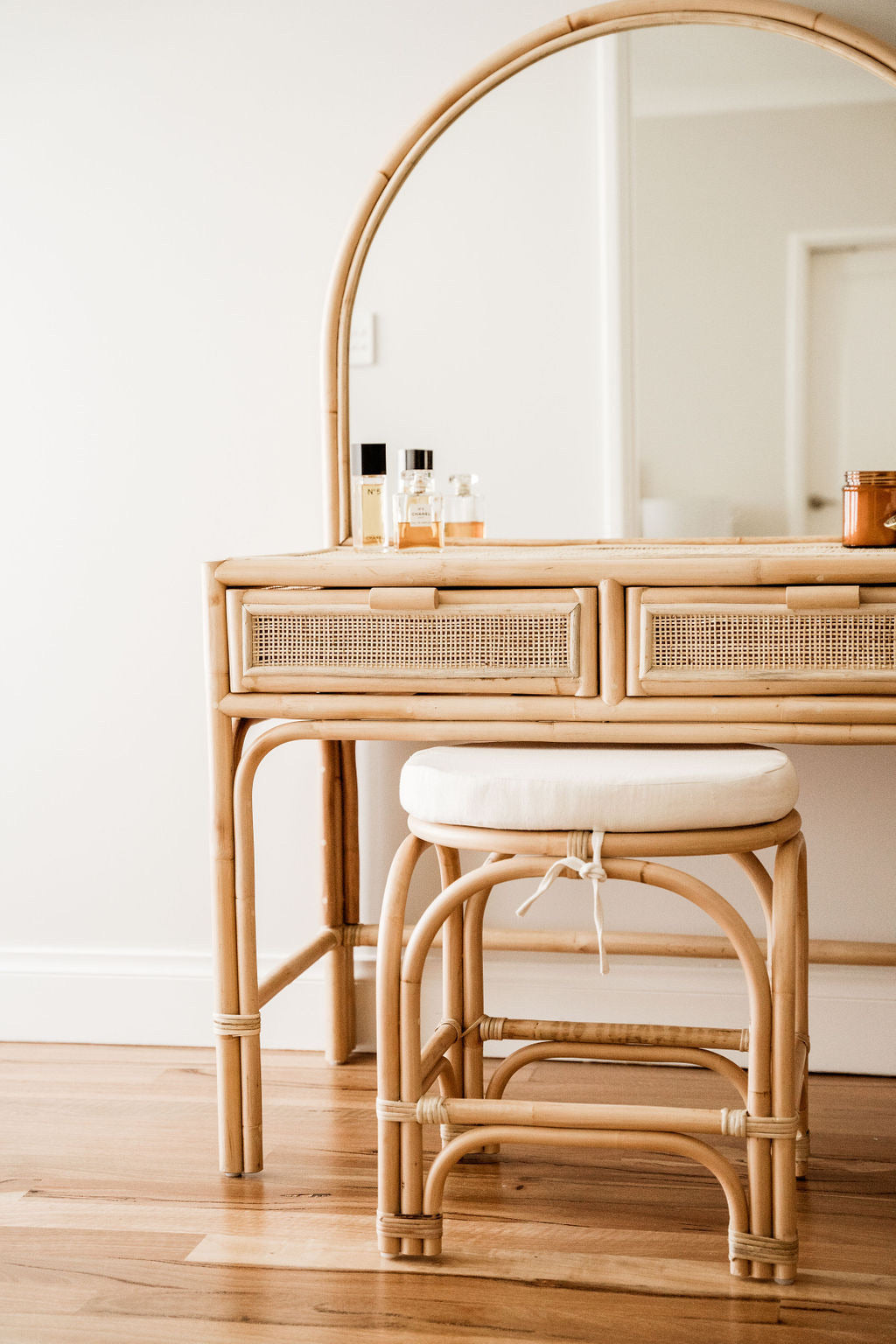 Rattan Large Adults Dressing Table and Stool. Coastal Boho Furniture