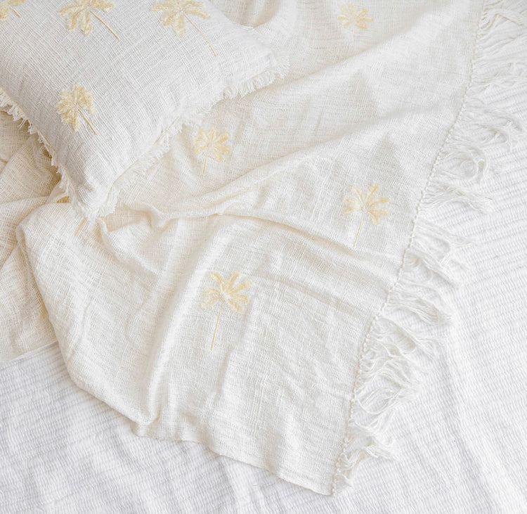 Cotton palm tree throw