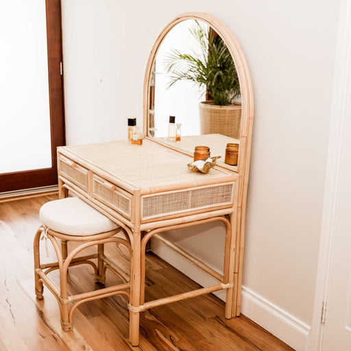 Rattan Large Adults Dressing Table and Stool. Coastal Boho Furniture