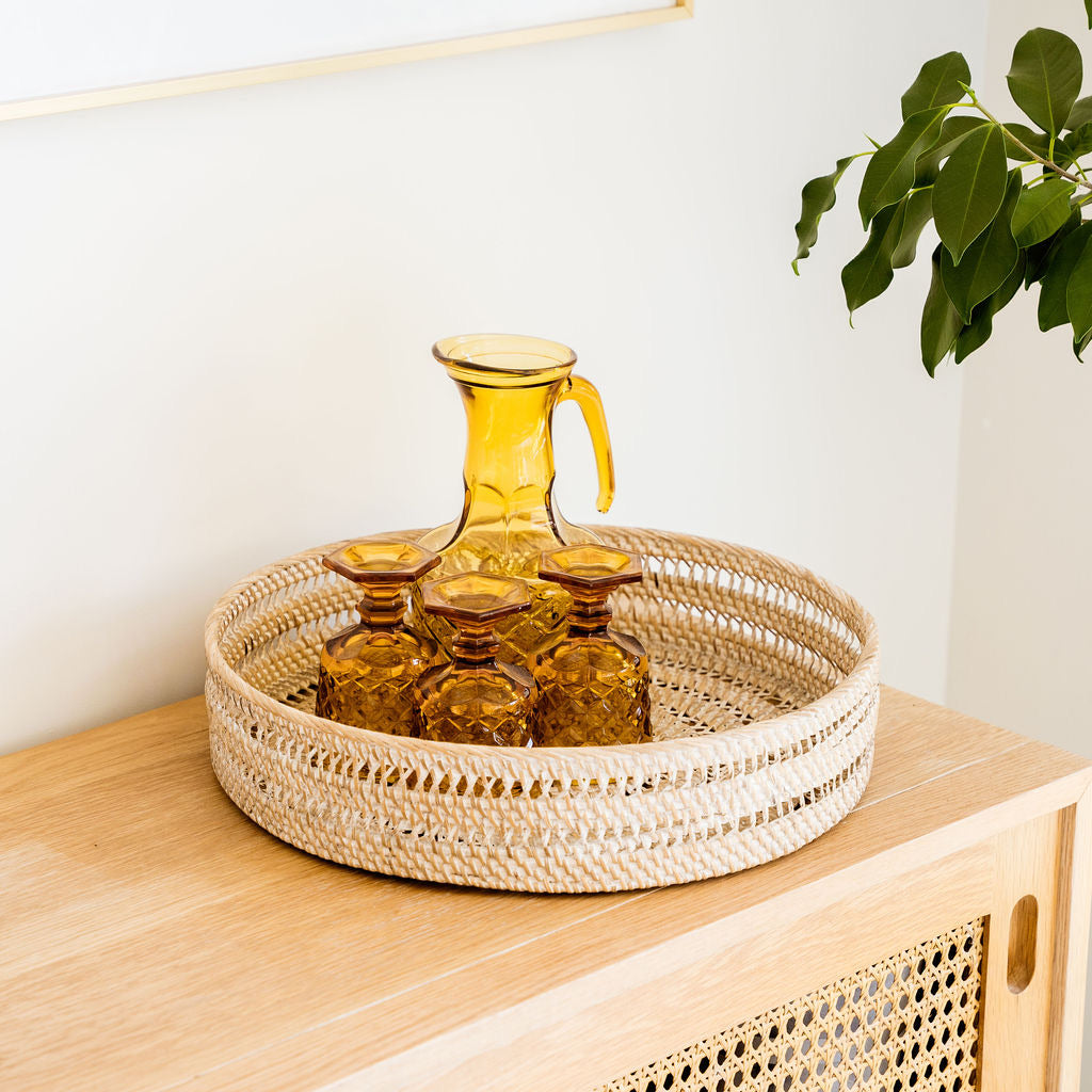 Whitewash Woven Tray