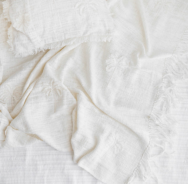 Cotton palm tree throw