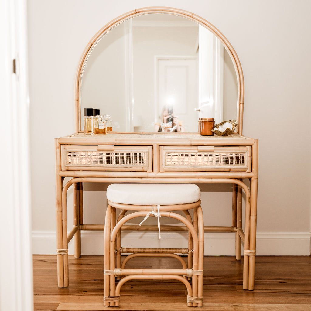 Rattan Large Adults Dressing Table and Stool. Coastal Boho Furniture
