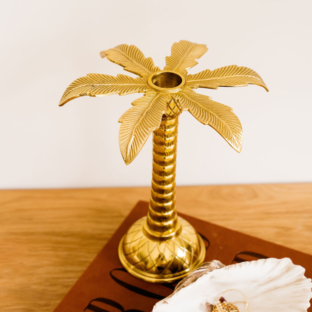 Gold Palm Candlestick