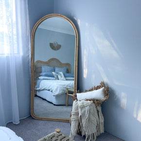 Archie Large Rattan Floor Mirror – Coastal Statement Piece