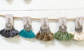 Earrings with cotton tassels
