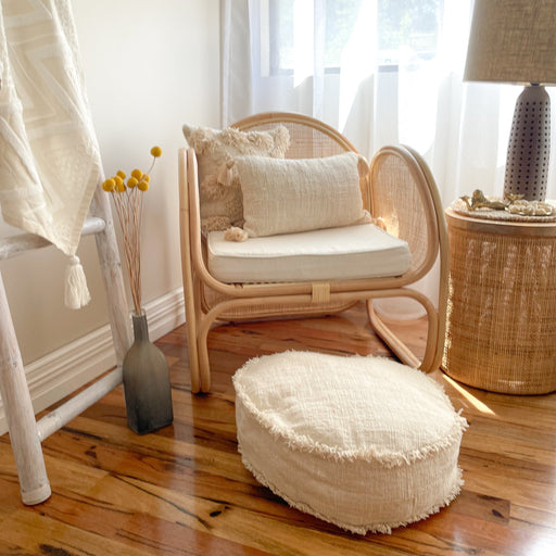 Natural cotton floor cushion or foot stool
