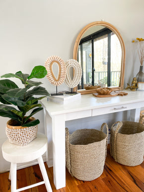 Archie Rattan Mirror Middi  |  Coastal Boho Mirror and Homewares