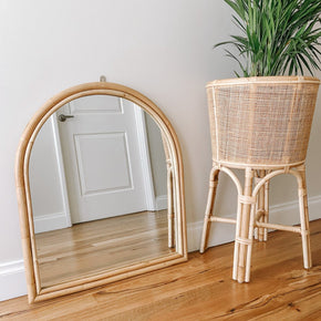 Rattan Medium Arched Mirror. Coastal Boho Homewares and Decor